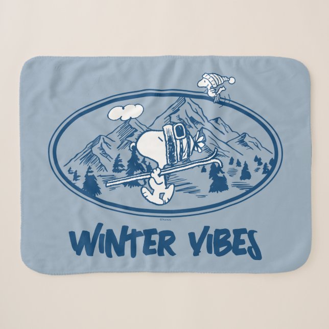 Erdnüsse | Snoopy & Woodstock Skifahren Sherpadecke (Vorderseite (Horizontal))