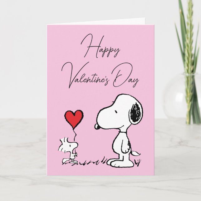 Erdnüsse | Snoopy & Woodstock Valentine Feiertagskarte (Vorderseite)