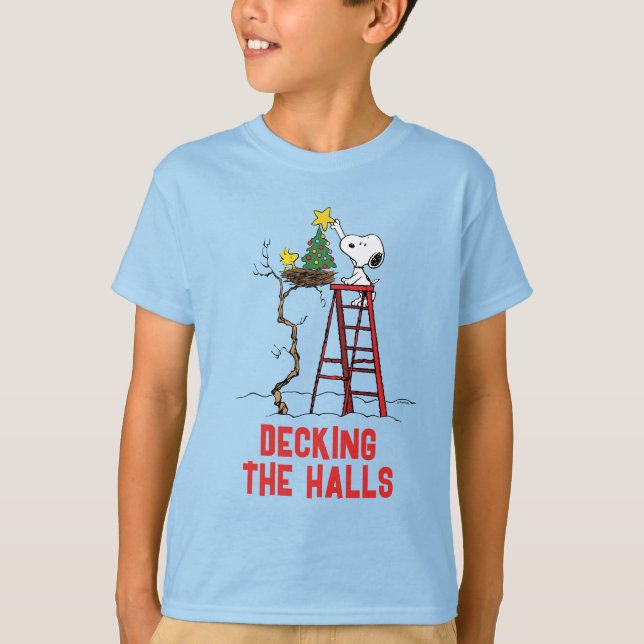 Erdnüsse | Snoopy & Woodstock Weihnachtsbaum T-Shirt (Vorderseite)