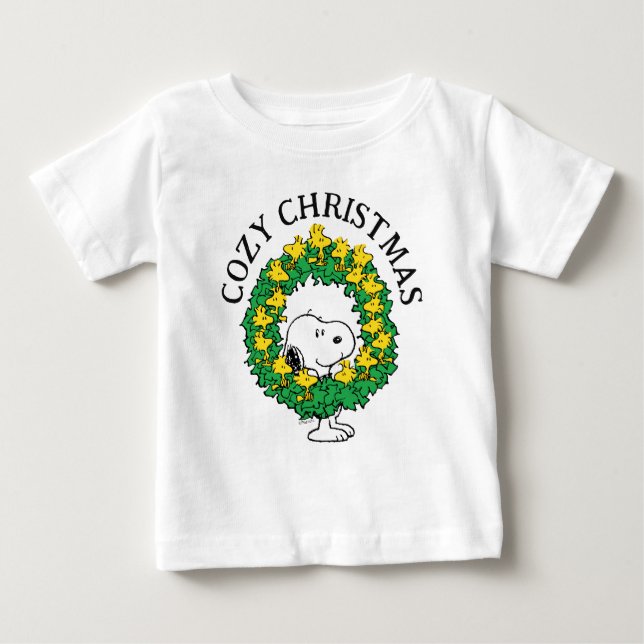 Erdnüsse | Snoopy & Woodstock Weihnachtskranz Baby T-shirt (Vorderseite)