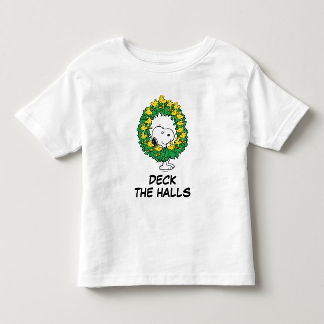 Erdnüsse | Snoopy & Woodstock Weihnachtskranz Kleinkind T-shirt (Vorderseite)