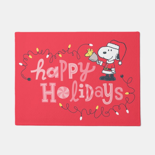 Erdnüsse | Snoopy & Woodstock Weihnachtsmann Fußmatte (Vorderseite)