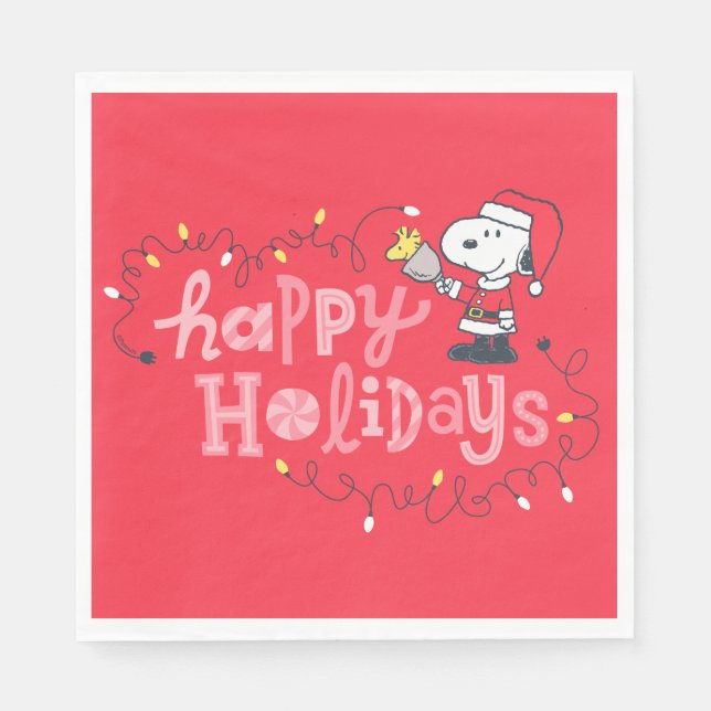 Erdnüsse | Snoopy & Woodstock Weihnachtsmann Serviette (Vorderseite)