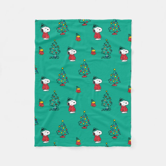 Erdnüsse | Snoopy & Woodstock Weihnachtsmuster Fleecedecke (Vorderseite)