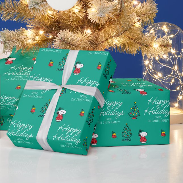 Erdnüsse | Snoopy & Woodstock Weihnachtsmuster Geschenkpapier (Feiertage)