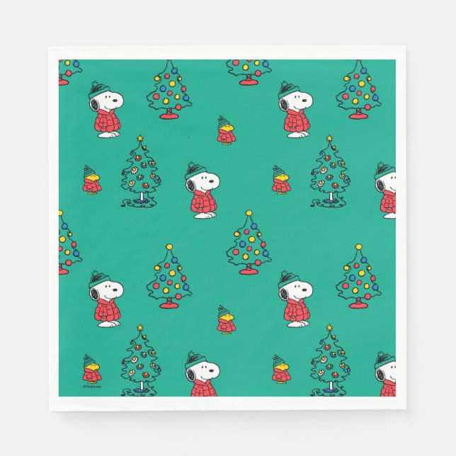 Erdnüsse | Snoopy & Woodstock Weihnachtsmuster Serviette (Vorderseite)