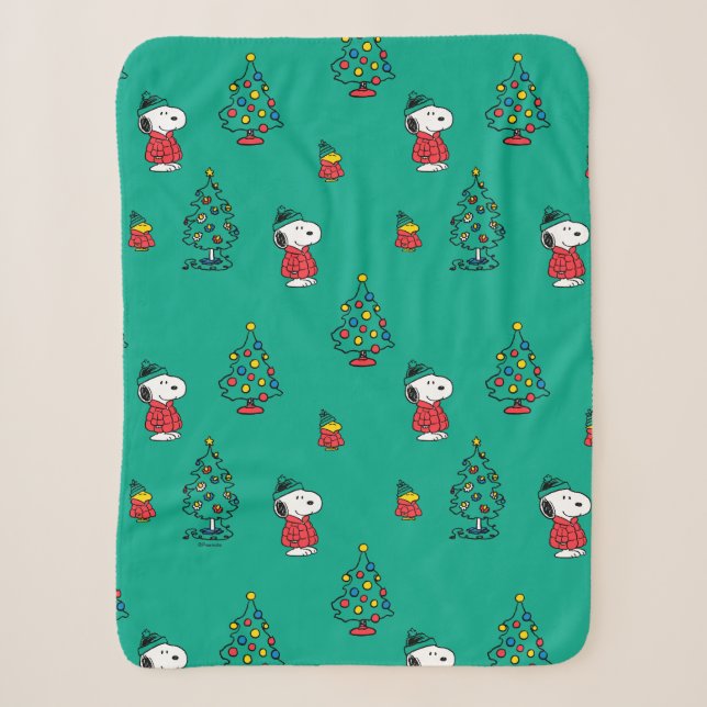 Erdnüsse | Snoopy & Woodstock Weihnachtsmuster Sherpadecke (Vorderseite)