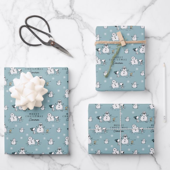 Erdnüsse | Snoopy & Woodstock Winter Break Pattern Geschenkpapier Set (Vorderseite)
