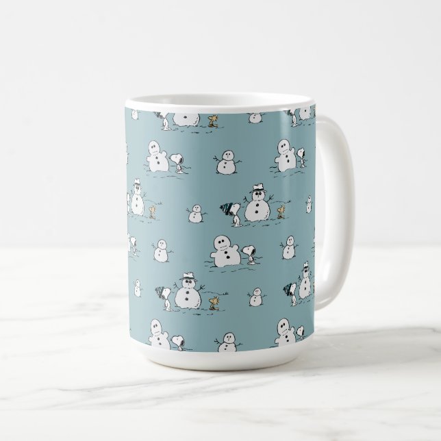 Erdnüsse | Snoopy & Woodstock Winter Break Pattern Kaffeetasse (VorderseiteRechts)