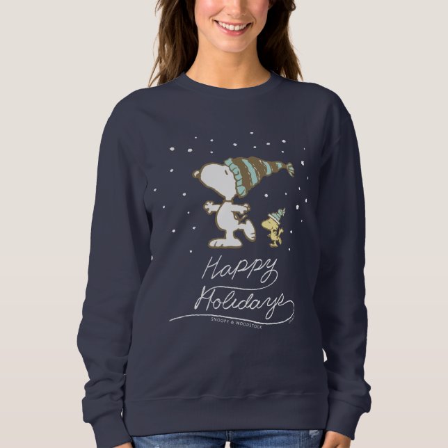 Erdnüsse | Snoopy & Woodstock Winter Skaten Sweatshirt (Vorderseite)