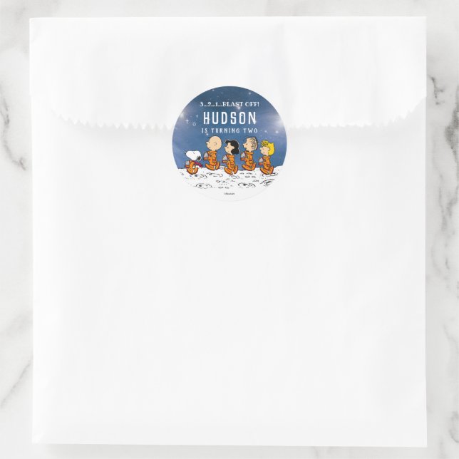 Erdnüsse | Space Birthday Runder Aufkleber (Tasche)