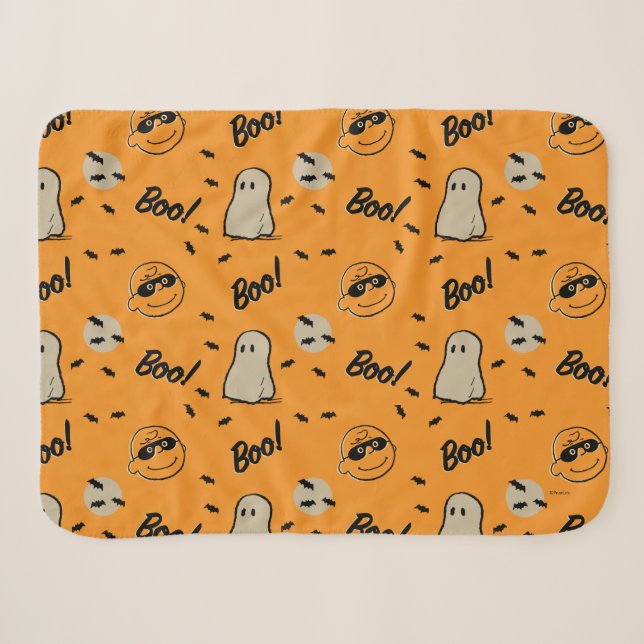 Erdnüsse | Spooky Crew Halloween Muster Sherpadecke (Vorderseite (Horizontal))