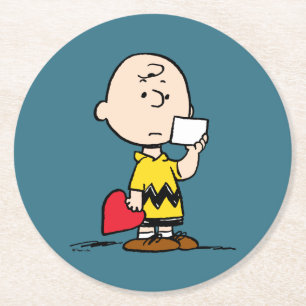 Erdnüsse Valentinstag Charlie Brown Valentine Runder Pappuntersetzer