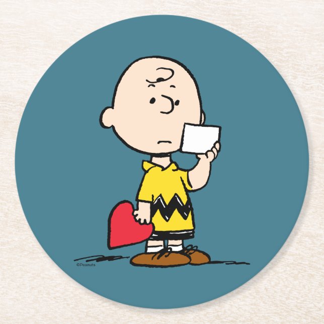 Erdnüsse | Valentinstag Charlie Brown Valentine Runder Pappuntersetzer (Vorderseite)