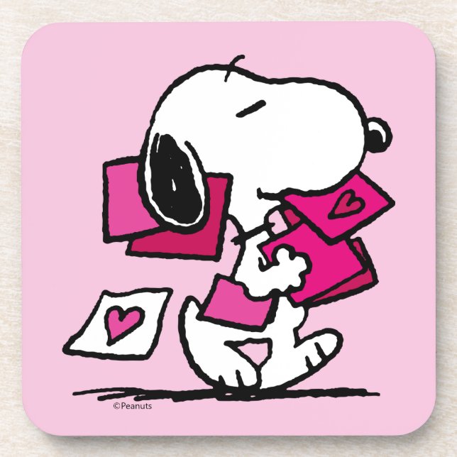 Erdnüsse | Valentinstag | Snoopie mit Valentinen Getränkeuntersetzer (Vorderseite)