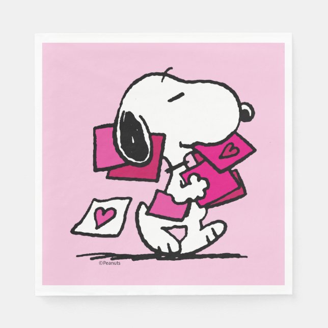 Erdnüsse | Valentinstag | Snoopie mit Valentinen Serviette (Vorderseite)