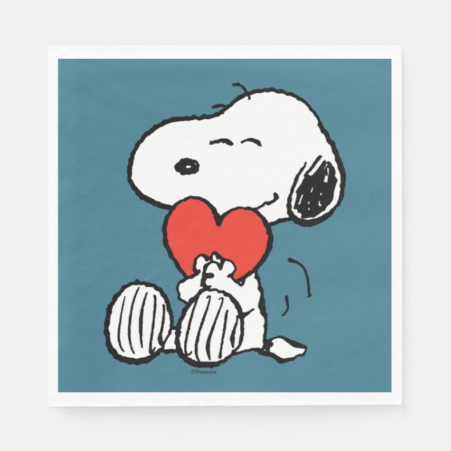 Erdnüsse | Valentinstag | Snoopy Heart Hug Serviette (Vorderseite)