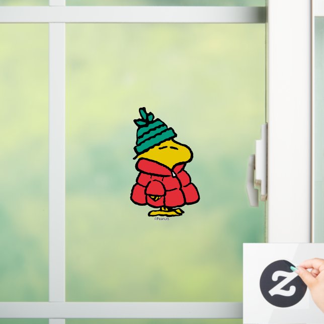 Erdnüsse | Waldpuffy Winter Jacket Fensteraufkleber (Zuhause)