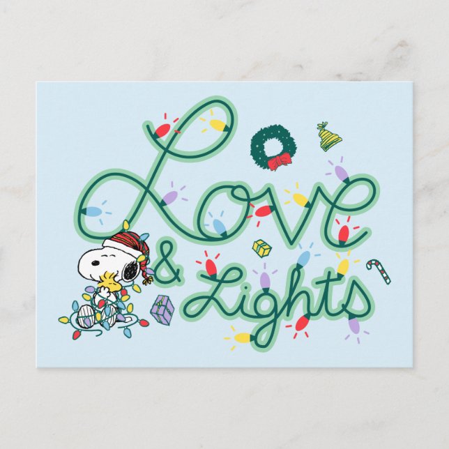 Erdnüsse | Weihnachts-Liebe und Lichter Postkarte (Vorderseite)