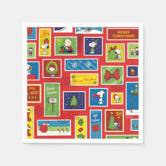 Erdnüsse | Weihnachts-Postage-Briefmarke Muster Serviette (Vorderseite)