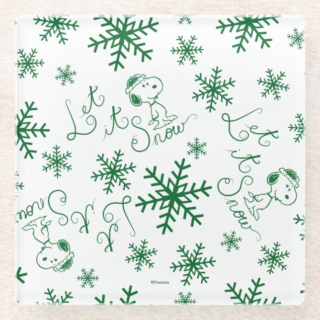Erdnüsse | Weihnachts-Snoopy Let It Snow Pattern Glasuntersetzer (Vorderseite)