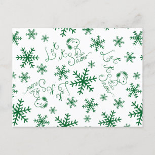 Erdnüsse   Weihnachts-Snoopy Let It Snow Pattern Postkarte