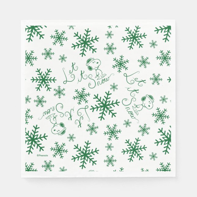 Erdnüsse | Weihnachts-Snoopy Let It Snow Pattern Serviette (Vorderseite)