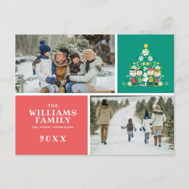 Erdnüsse | Weihnachtsbaum Peppermint Feiertagspostkarte (Vorderseite)