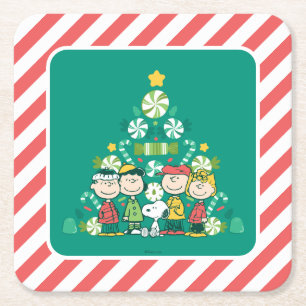 Erdnüsse Weihnachtsbaum Peppermint Rechteckiger Pappuntersetzer