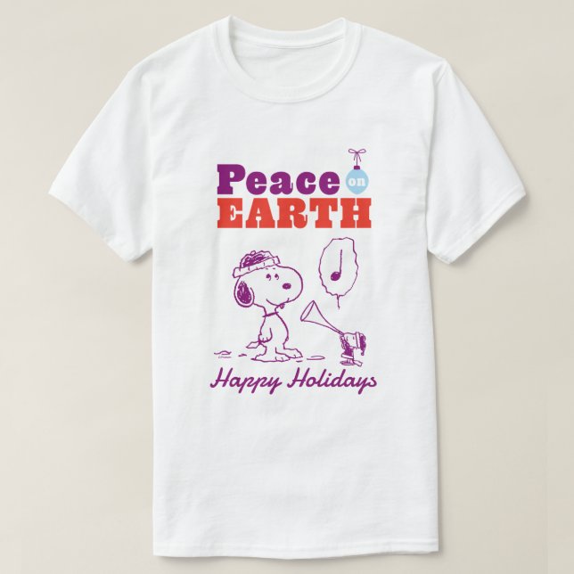Erdnüsse | Weltfrieden Snoopy & Woodstock T-Shirt (Design vorne)