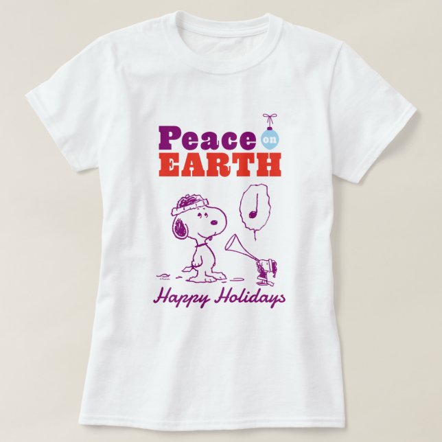 Erdnüsse | Weltfrieden Snoopy & Woodstock T-Shirt (Design vorne)