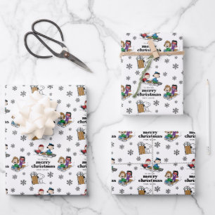 Erdnüsse   Winterrodelmuster Geschenkpapier Set