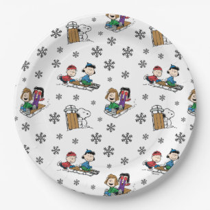 Erdnüsse Winterrodelmuster Pappteller