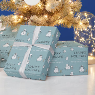 Erdnüsse - Winterschneemann individuell anpassbar Geschenkpapier