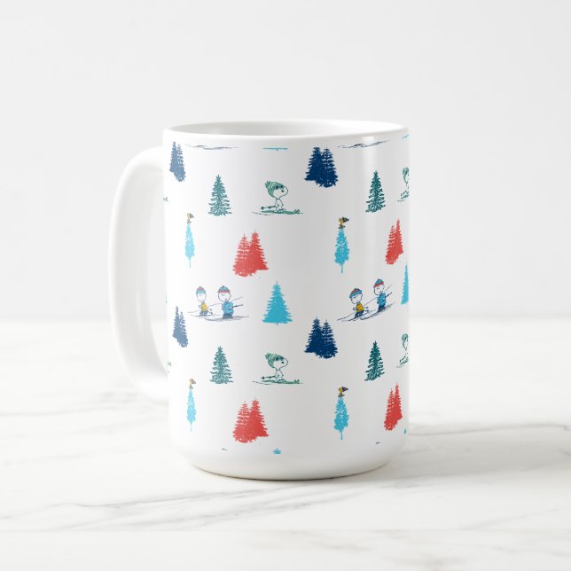Erdnüsse | Winterskifahren der Pisten Muster Kaffeetasse (Vorderseite Links)