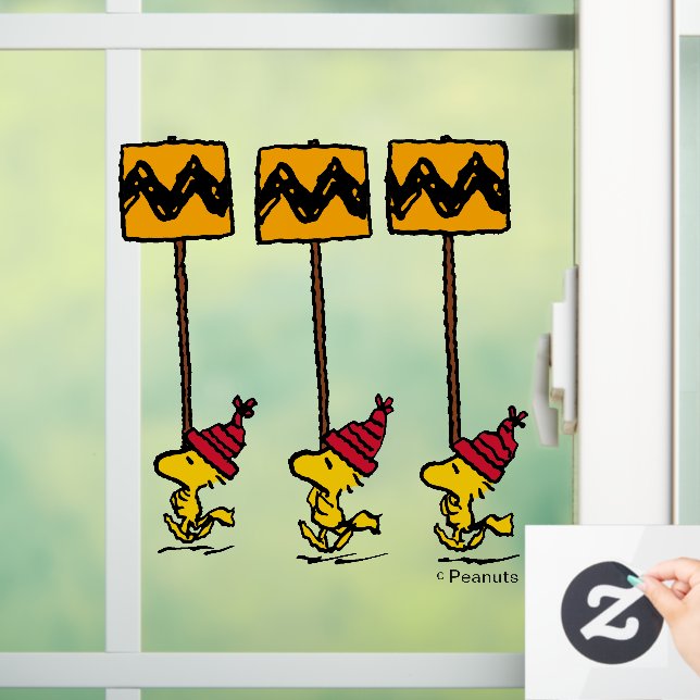 Erdnüsse | Woodstock & Friends Signature März Fensteraufkleber (Zuhause)