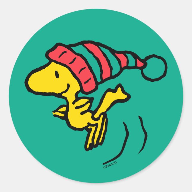 Erdnüsse | Woodstock Winter Beanie Cap Runder Aufkleber (Vorderseite)