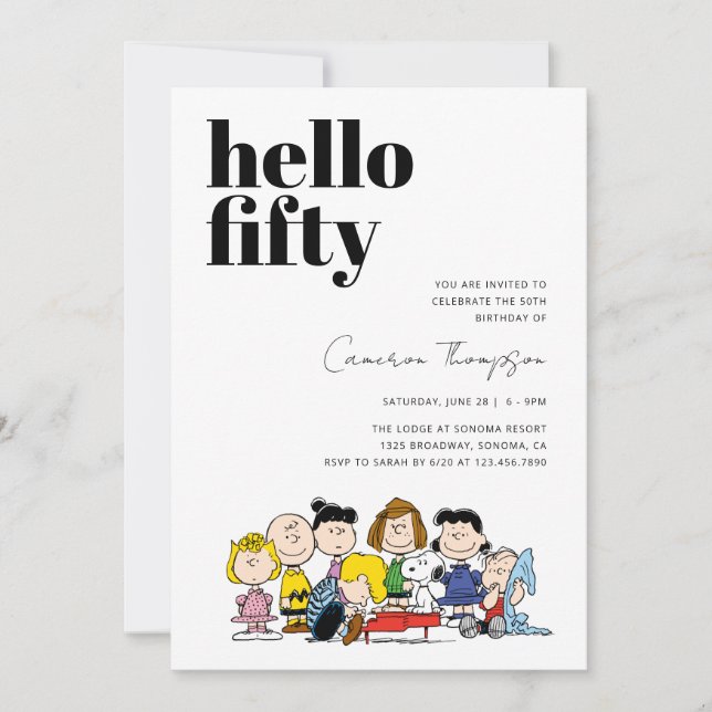 Erdnusszeichen - 50. Geburtstag Einladung (Vorderseite)