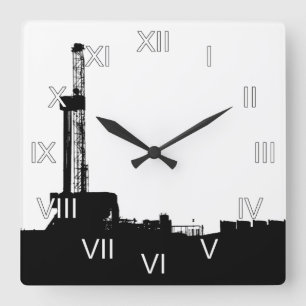 Erdölbohrungs-Anlage Quadratische Wanduhr