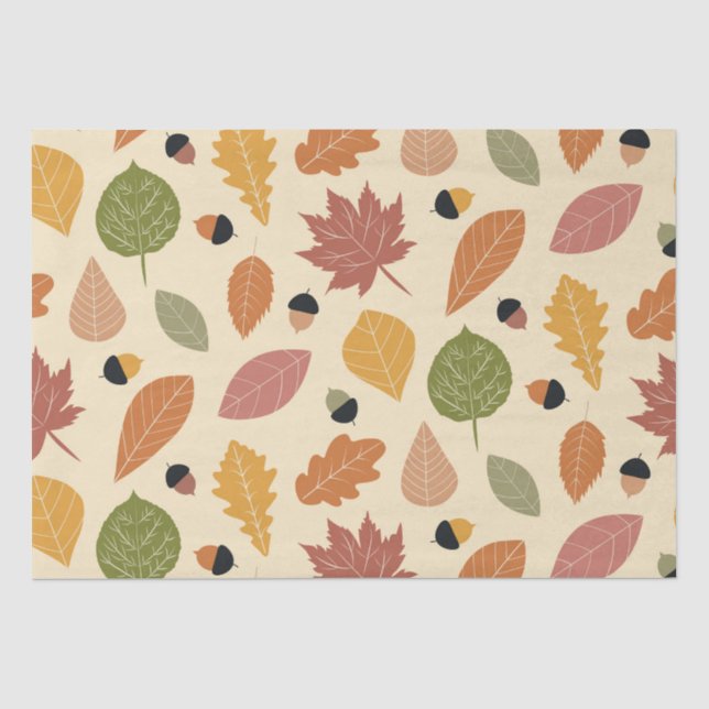 Erdreiche Herbstgänge mit beigen Acornen Seidenpapier (Vorderseite)