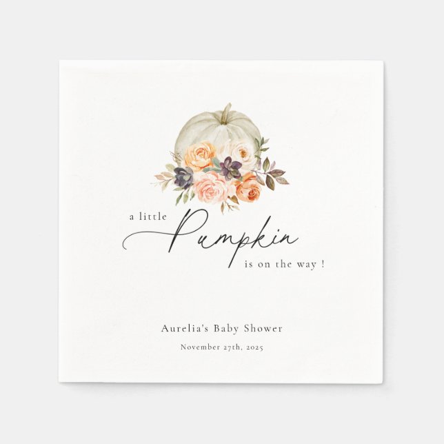 Erdthy Autumn Floral Pumpkin Baby Shooting Serviette (Vorderseite)