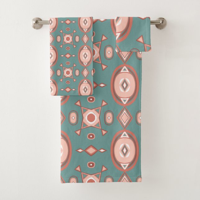 Erdthy Warm Geometric Boho Pattern Badetuch Set (Insitu)