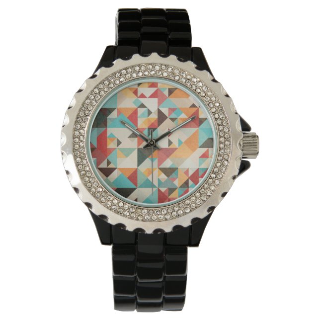 Erdton Geometrisches Muster Armbanduhr (Vorderseite)