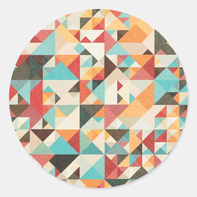 Erdton Geometrisches Muster Runder Aufkleber (Vorderseite)