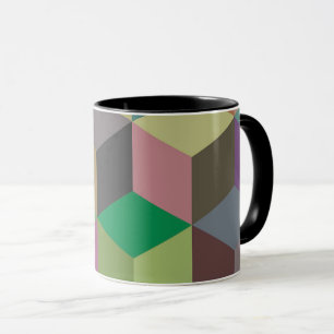 Erdtöne 3D geometrisches Würfelmuster Tasse