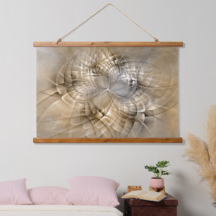 Erdtöne Abstrakte Moderne Fraktal-Kunst-Textur Wandteppich Mit Holzrahmen