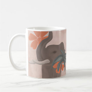 Erdtöne Elefant minimalistischer Kunst Kaffeetasse