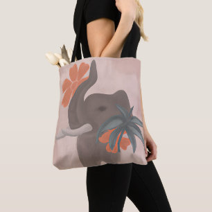 Erdtöne Elefant minimalistischer Kunst Tasche
