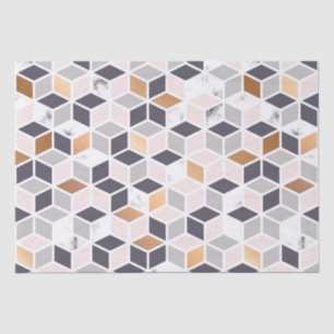 Erdtöne geometrisches Kubikmuster Seidenpapier