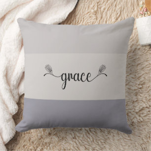Erdtöne gestreiftes "Grace"-Schrift-Wurfkissen Kissen